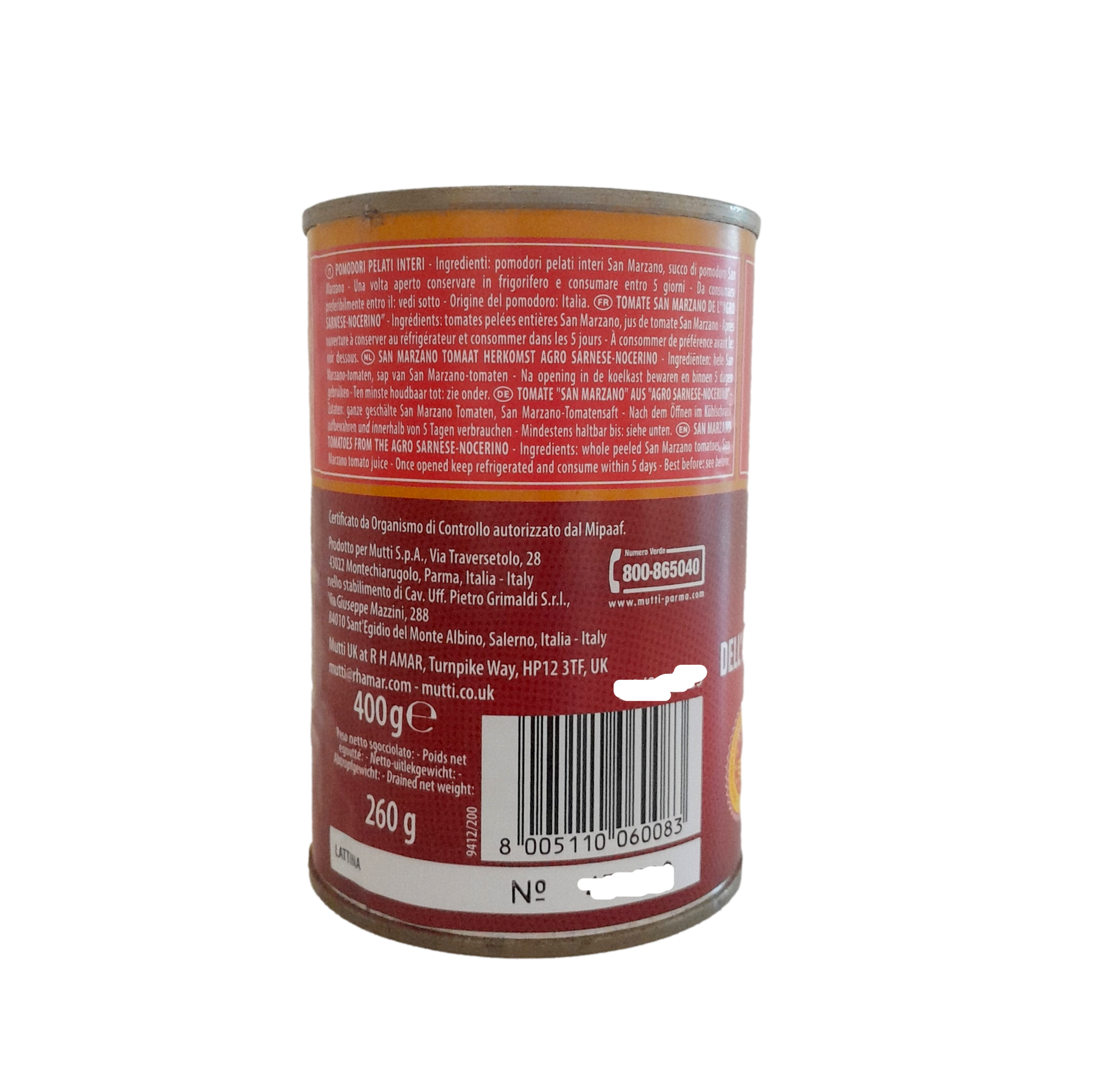 Mutti Peeled Tomatoes 400 g | Category PEELED